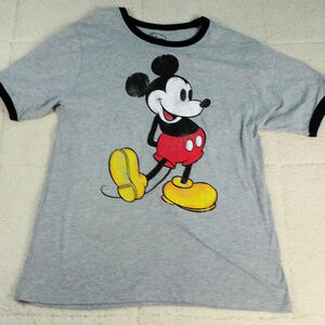 Disney Gray w/ Black Trim Mickey Mouse T-Shirt Med